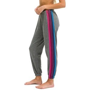 NWT - AVIATOR NATION 5 STRIPE SWEATPANTS - HEATHER GREY // PINK PURPLE *RARE*